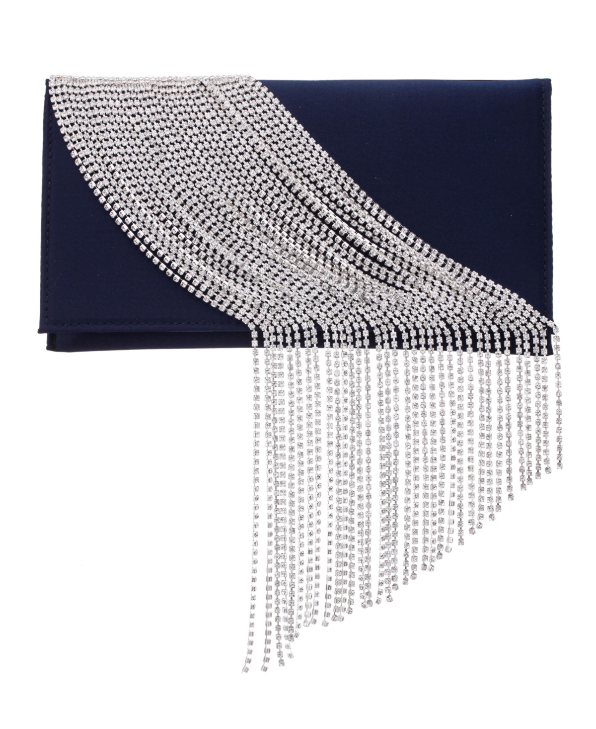Crystal Chain Slim Envelope Clutch - Silver