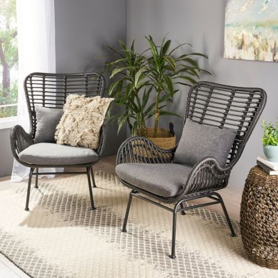 Streamdale Modern Rattan Chair With Curved Seating And Cozy Cushions