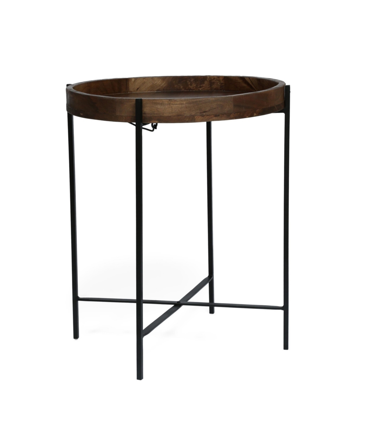 Streamdale Furniture Modern Industrial Round End Table With Tray Top