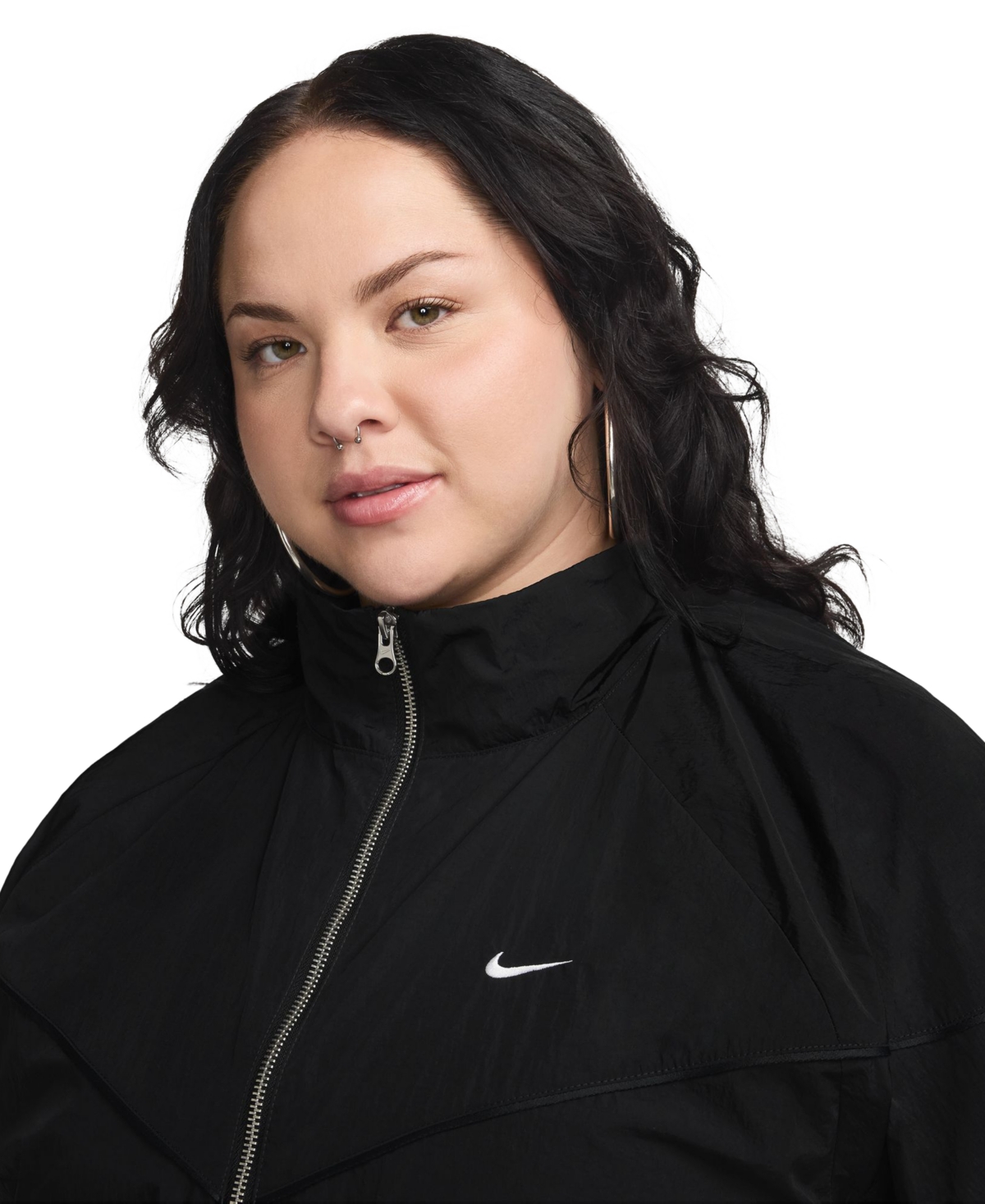 Nike Plus Size Windrunner Loose Uv Woven Full-Zip Jacket -white