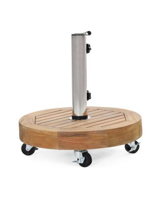 Acacia Wood Umbrella Base With Concrete Core