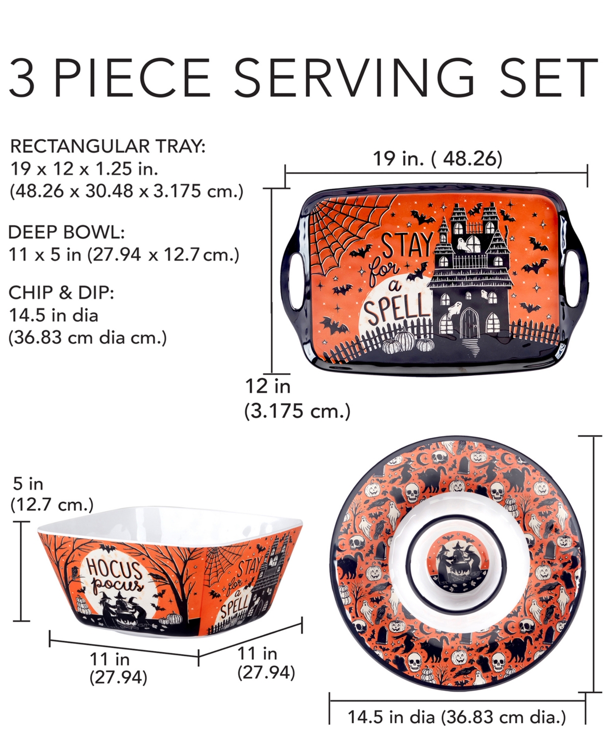 Certified International Hocus Pocus Melamine 3 Pc. Serving Set In Micscellan