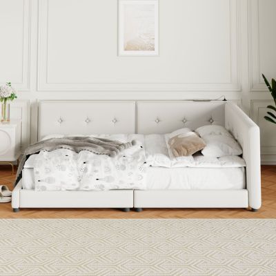 Streamdale Upholstered Queen Size Platform Bed With USB Ports