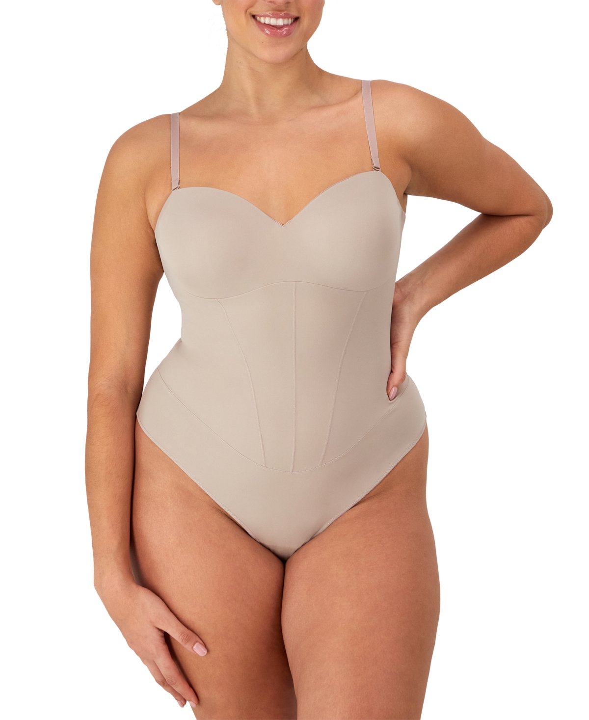 MAIDENFORM WOMEN'S FIRM CONTROL TUMMY-SHAPING MULTIWAY THONG BODYSUIT DMS131 