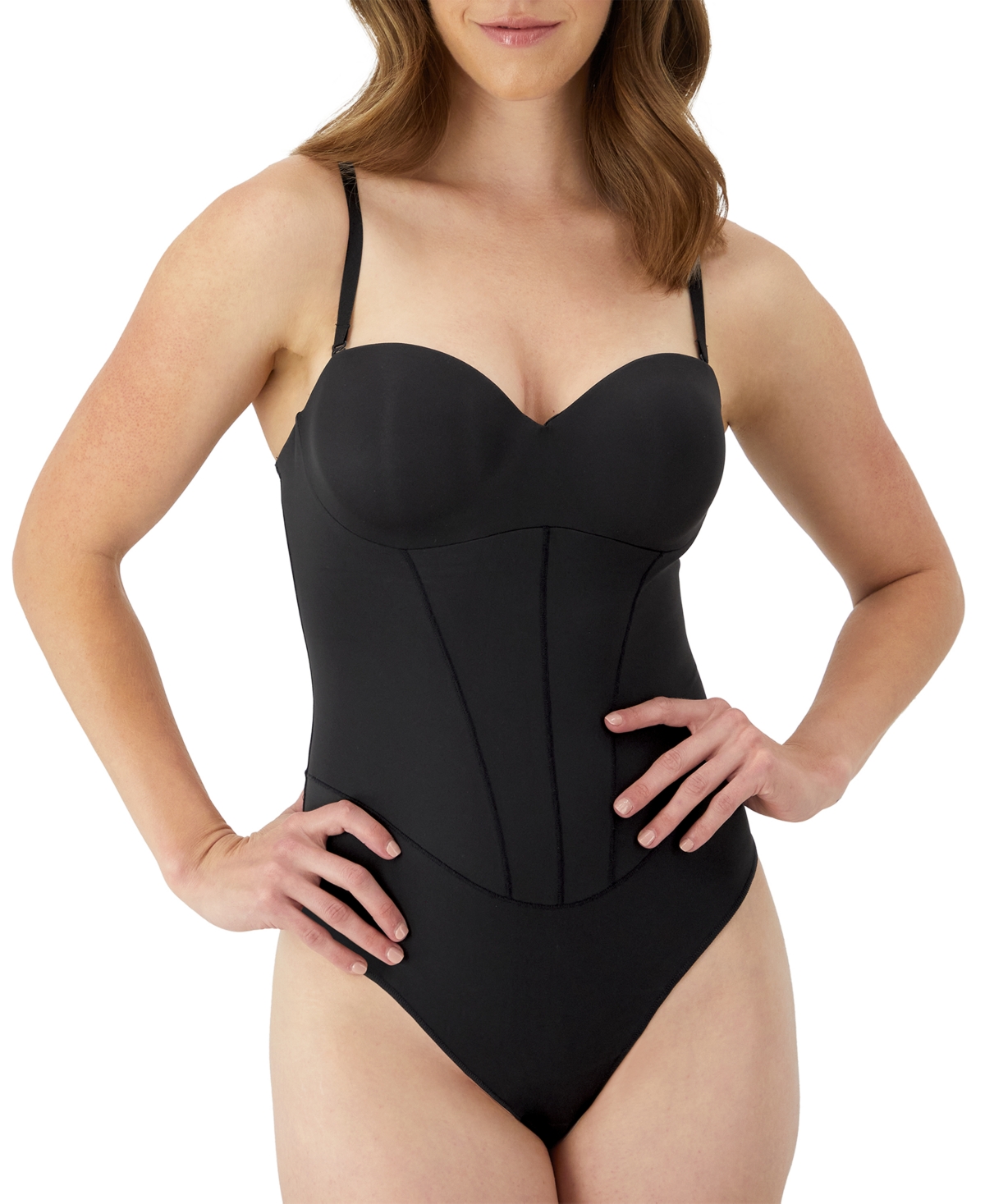 Women's Firm Control Tummy-Shaping Multiway Thong Bodysuit DMS131 - 100/White