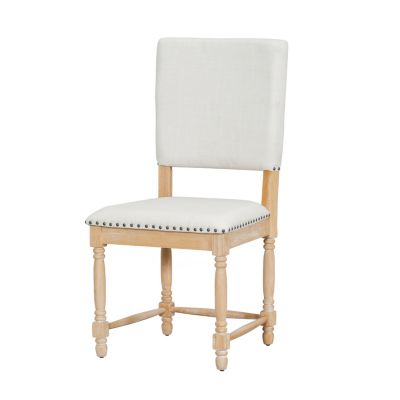 Vintage Upholstered Dining Chairs with Turned Legs and Nailhead Trim