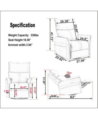 270 Power Swivel Glider Recliner with USB Ports