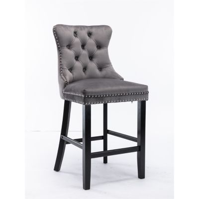 Streamdale Luxurious Velvet Barstools with Button Tufted Backrest