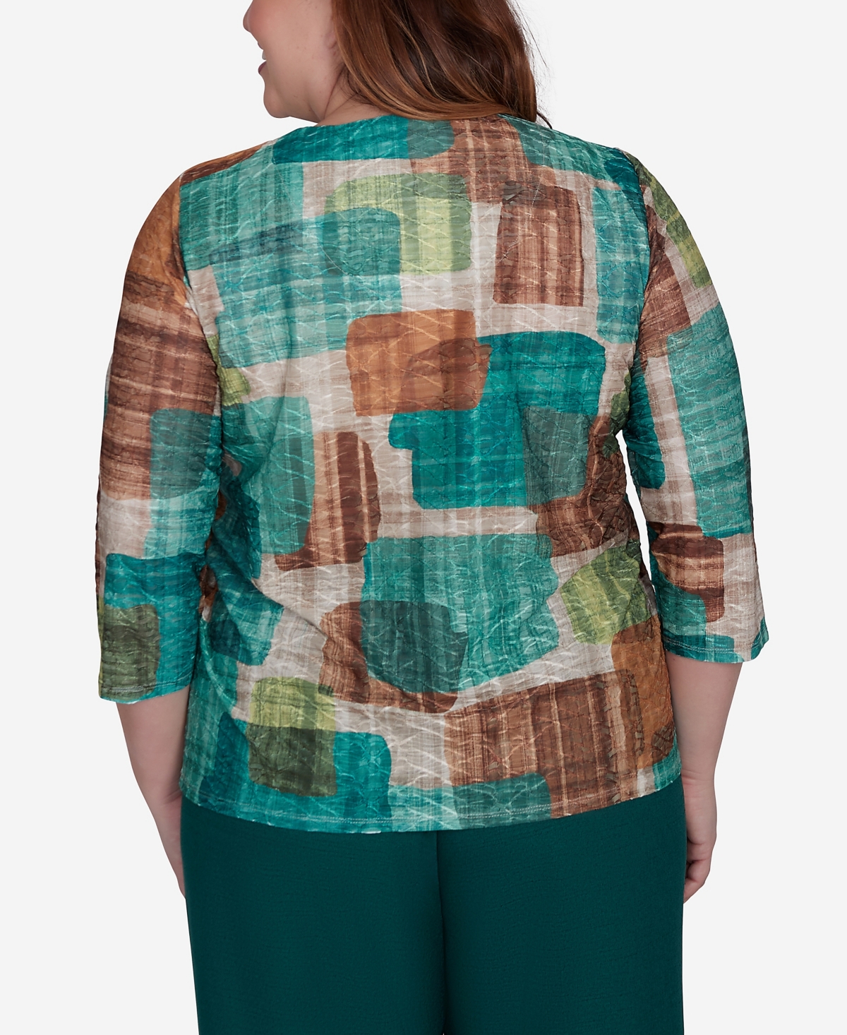 Alfred Dunner Plus Size Emerald Isle Colorblock Texture Top