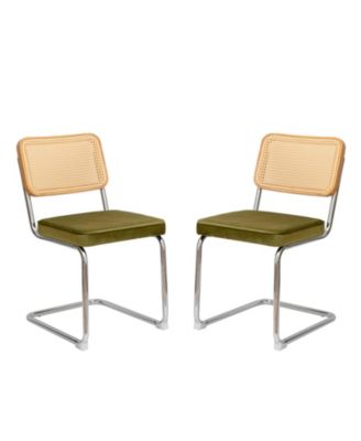 Streamdale Mid-Century Velvet Rattan Dining Chairs