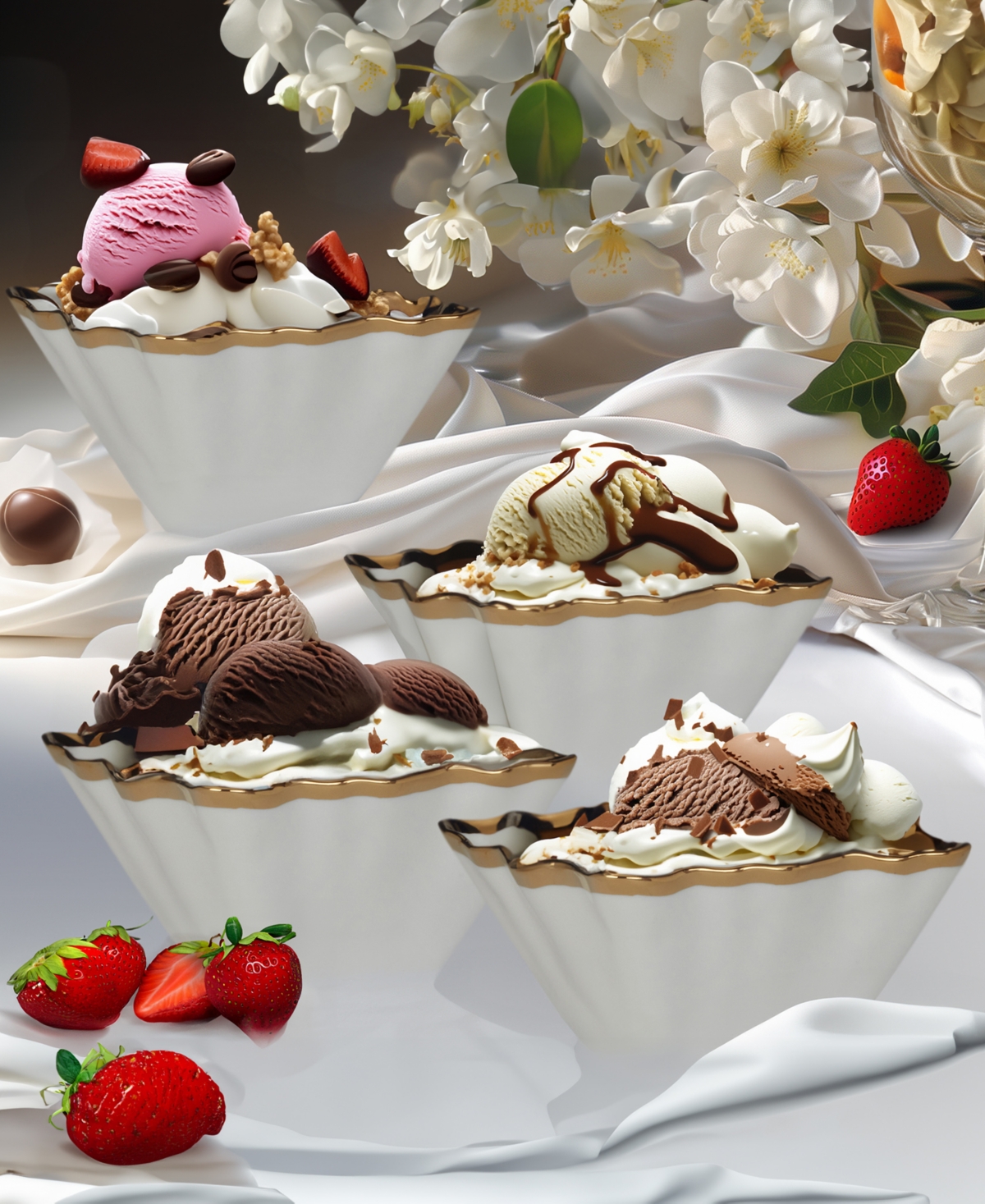 Certified International Regency Set Of 4 Square Snack Bowls In Silver