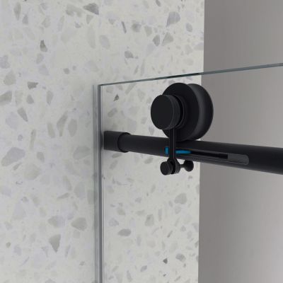 Streamdale Matte Black Frameless Shower Door with Adjustable Soft-Closing