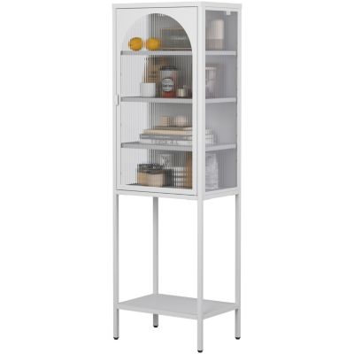 Streamdale 5-Tier Metal Glass Door Storage Cabinet with Adjustable Shelves