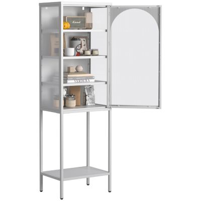 Streamdale 5-Tier Metal Glass Door Storage Cabinet with Adjustable Shelves