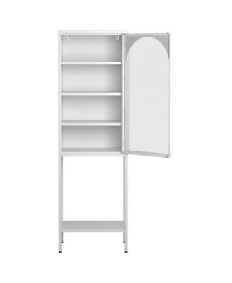 Streamdale 5-Tier Metal Glass Door Storage Cabinet with Adjustable Shelves