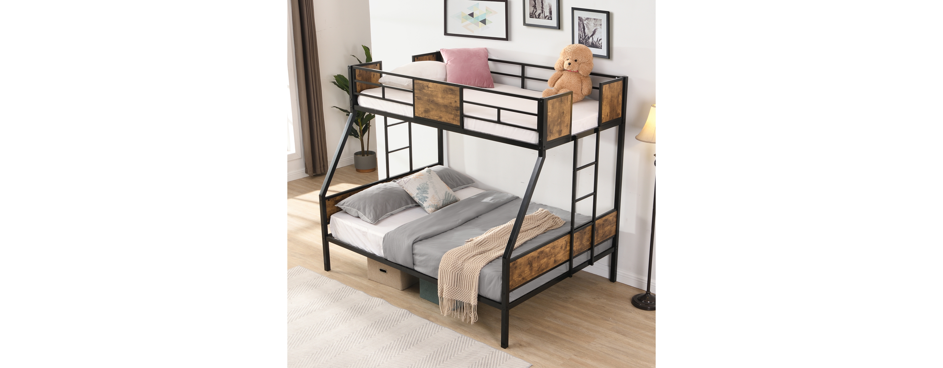 Simplie Fun Twin Over Full Metal Bunk Bed with Storage