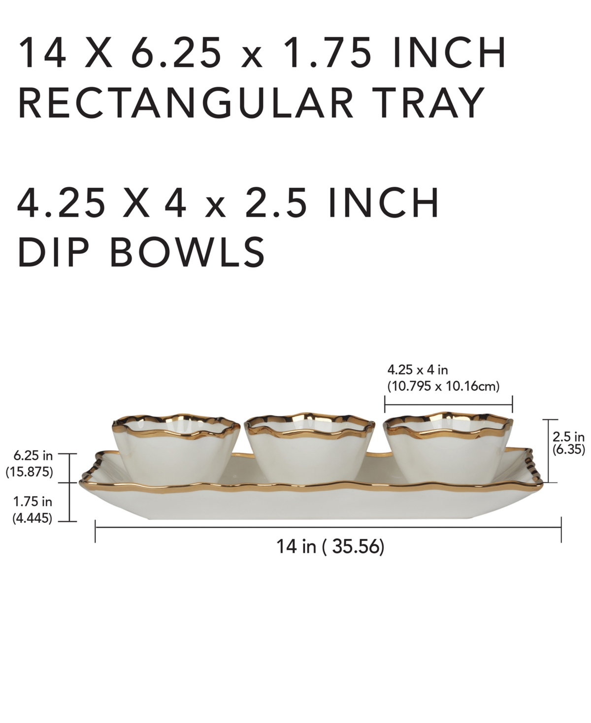 Certified International Regency 4 Pc. Tray And Condiment Bowls In Gold