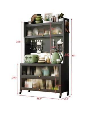 Kitchen Storage Cabinet Bakers Rack, Microwave Shelf, Organizer