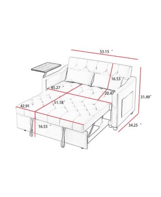 Modern Velvet Sofa Bed with Adjustable Positions