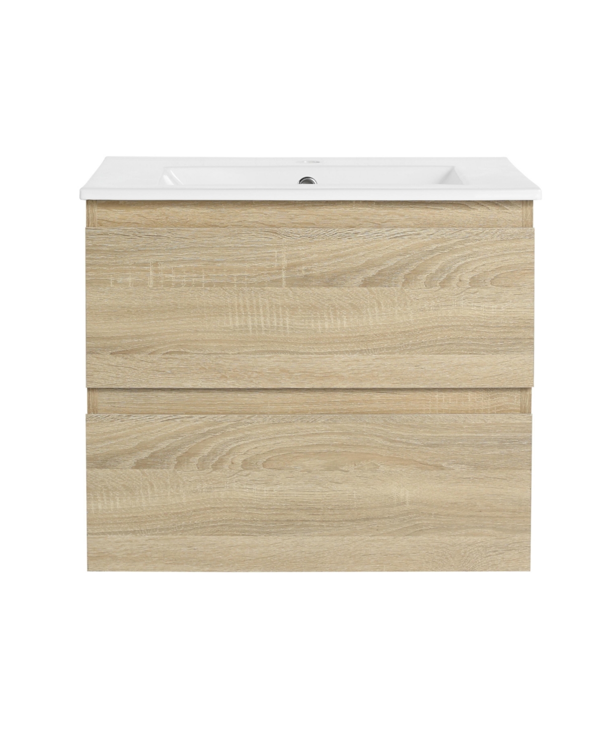Simplie Fun 24" Wood Grain Vanity w/ Ceramic Sink & Soft-Close Drawers