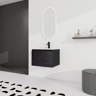 Wall-Mounted Bathroom Vanity with Ceramic Sink & Soft-Close Doors