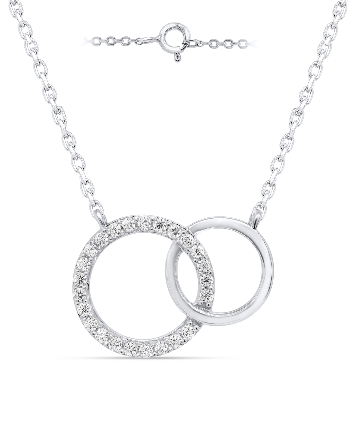 MACY'S DIAMOND INTERLOCKING RINGS 18" NECKLACE (1/6 CT. T.W.) IN STERLING SILVER 