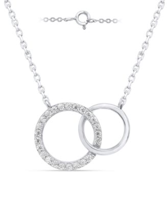 Diamond Interlocking Rings 18" Necklace (1/6 ct. t.w.) in Sterling ...