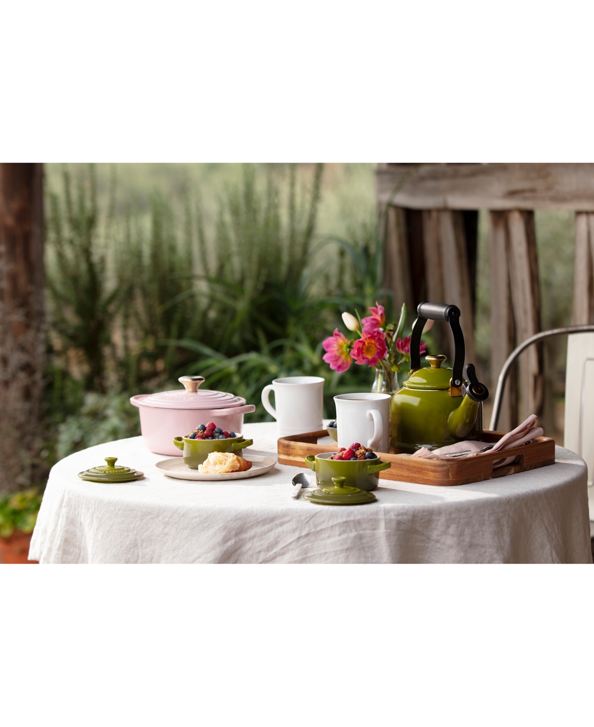 Le Creuset 1.25 Quart Enamel On Steel Demi Tea Kettle In Olive