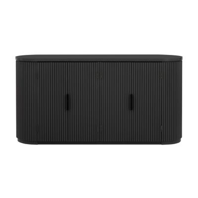 Vertical Striped Cabinet with Adjustable Shelves & Metal Handles