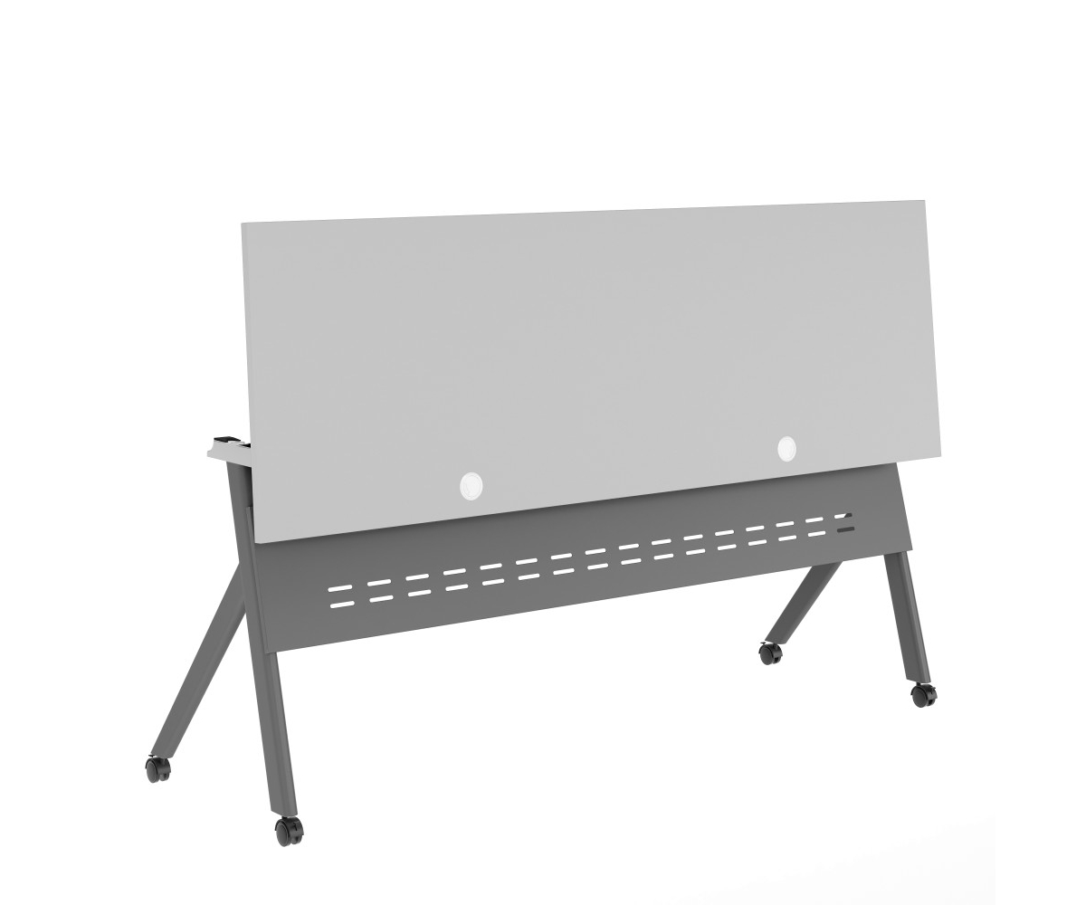 Emma+Oliver Griffin Heavy-Duty Flip Top Training Table With Nesting Design, Privacy Panel, Y-Legs, Tabletop, Metal Frame -gray frame