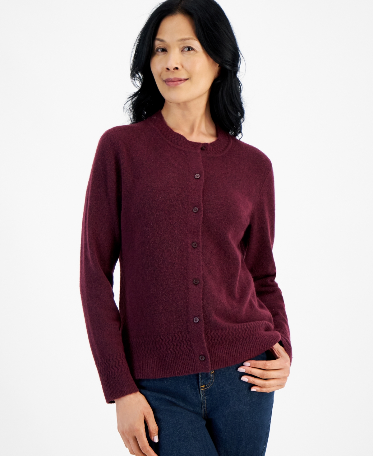 Style & Co Petite Solid Button-Up Cardigan Sweater, Created for Macy's