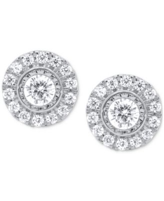 2-Pc. Set Lab Grown Diamond Halo Pendant Necklace & Matching Stud Earrings (1 ct. t.w.) in Sterling Silver or 14k Gold-Plated Sterling Silver