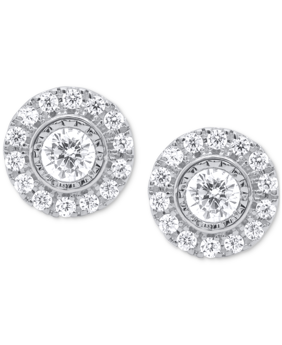Forever Grown Diamonds 2-Pc. Set Lab Grown Diamond Halo Pendant Necklace & Matching Stud Earrings (1 ct. t.w.) - Sterling Silver
