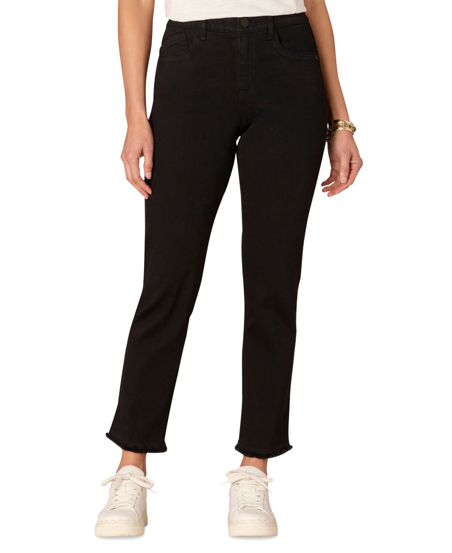 Женские джинсы Democracy Petite "Ab"solution High-Rise Slim Straight, цвет: Чёрный — фото 1