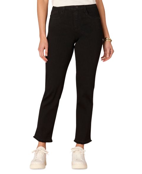 Женские джинсы Democracy Petite "Ab"solution Raw-Hem Slim-Straight, цвет: Чёрный