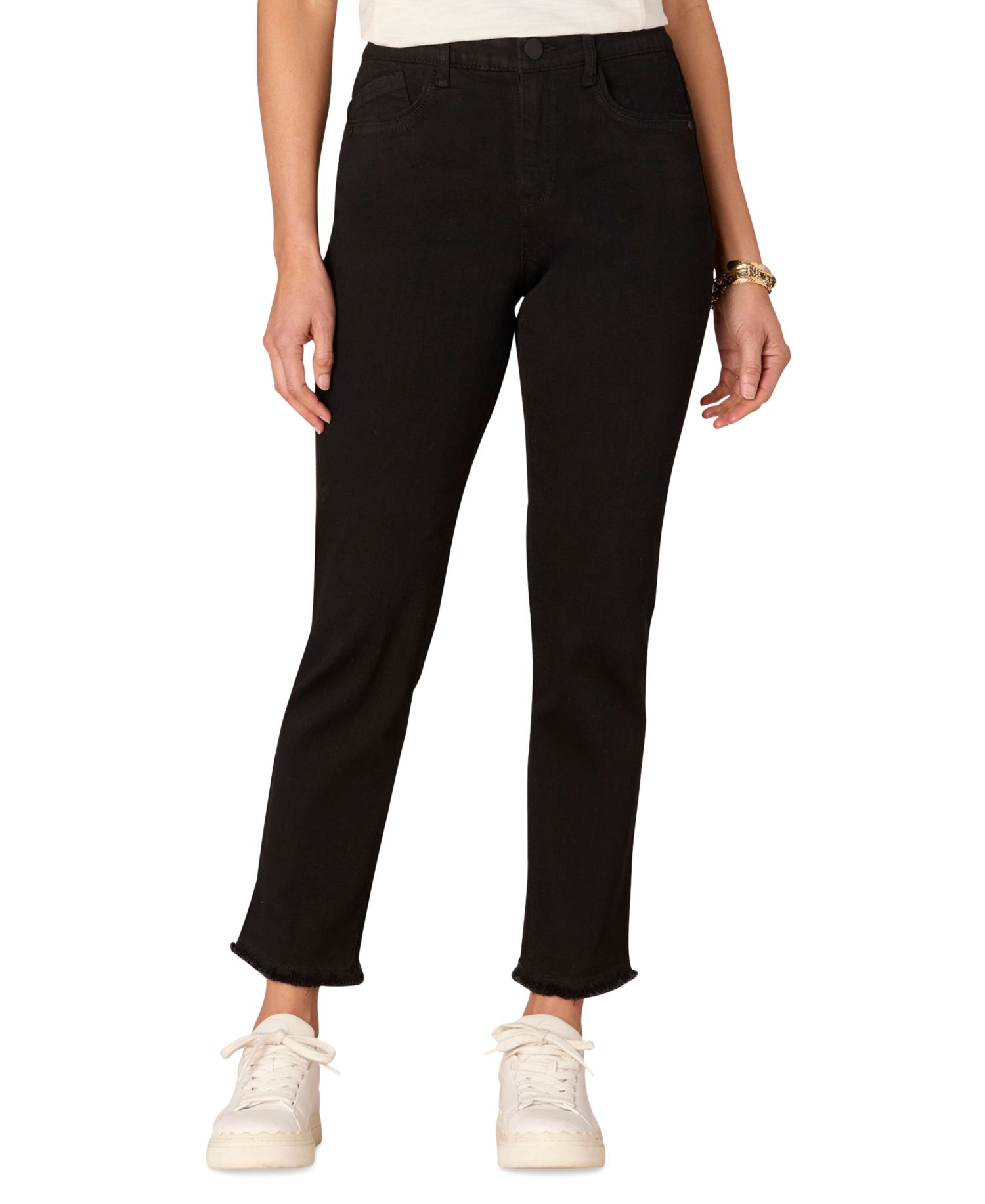 Petite "Ab"solution Raw-Hem Slim-Straight Jeans