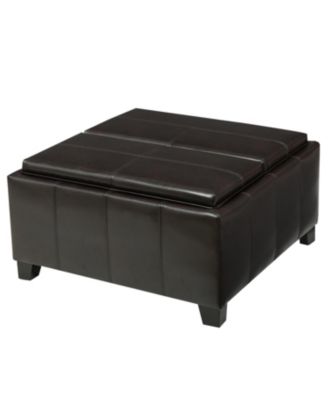 Streamdale Faux Leather Storage Ottoman With Tray Tops