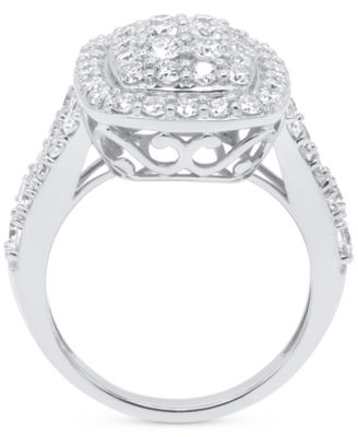 Lab Grown Diamond Halo Cluster Ring (2 ct. t.w.) in Sterling Silver