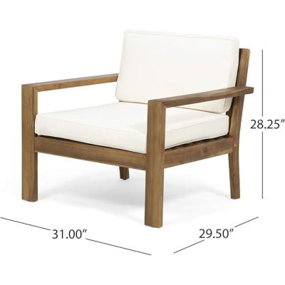 Streamdale  Furniture Set of 1 Wire Brushed Finish With Acacia Wood Club Chair