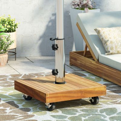 Streamdale Acacia Wood Umbrella Base With Concrete Core