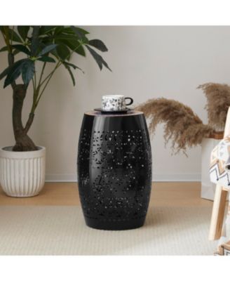 Streamdale 12" Mosaic Side Table Pattern, Black Iron Frame