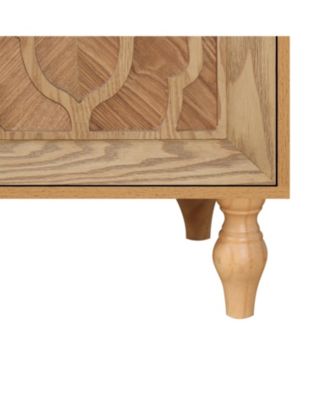 Streamdale Carved Wood Storage Cabinet with Metal Handles