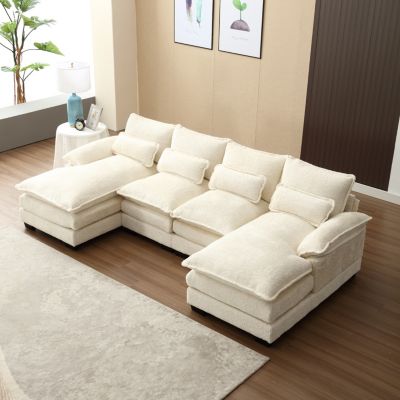  Spacious U-Shape Sectional Sofa with Durable Chenille Fabric