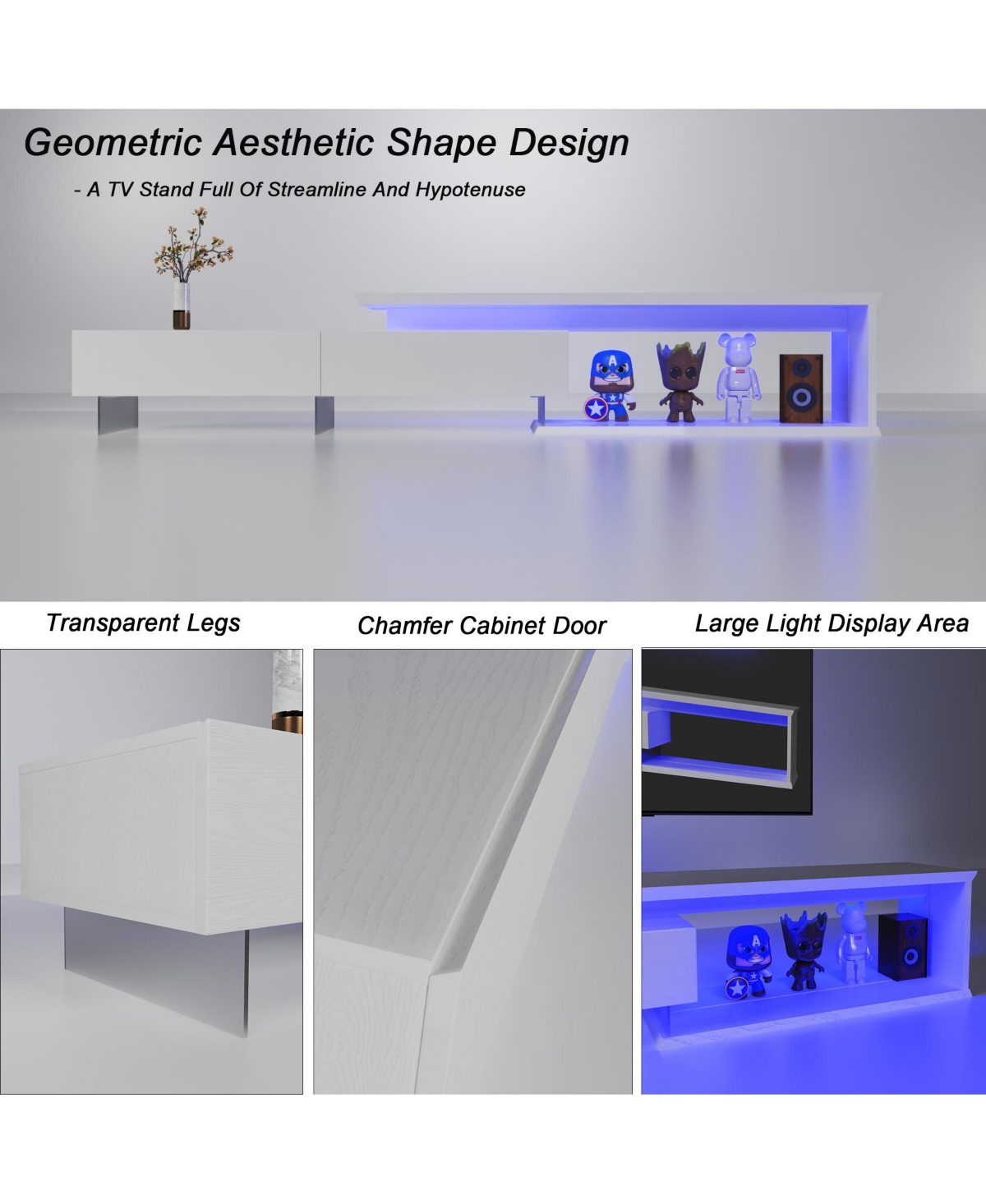 Extendable Led Tv Stand with Remote Control, Multiple Lighting Modes