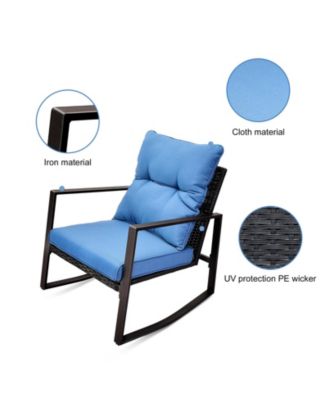 3-Piece Outdoor Bistro Set Rocking Chairs with Cushions