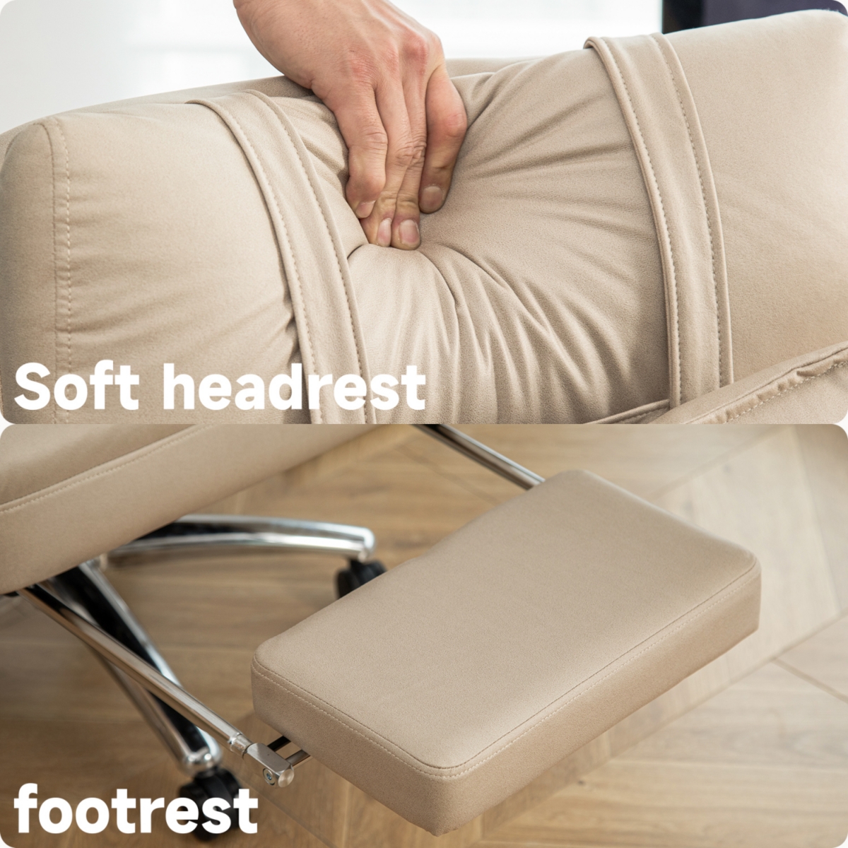 Streamdale Swivel Ergonomic Office Chair with Footrest, Leather, 155 Recline