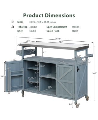 1.2" Stainless Steel Top Outdoor Kitchen Island