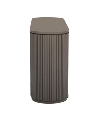 Vertical Striped Cabinet with Adjustable Shelves & Metal Handles