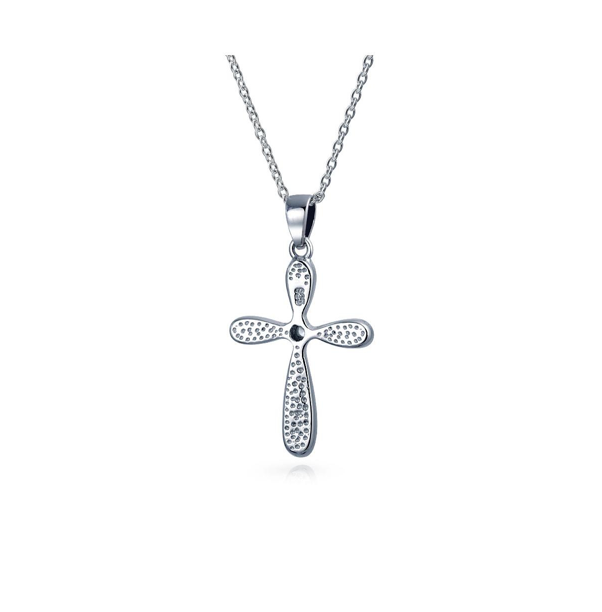 Bling Jewelry Religious Faith Hope Love Cz Accent Created Blue Synthetic Opal Cross Pendant Necklace For Women Sterling Silver