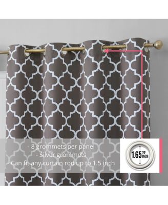 Lattice Print Drape Blackout Curtains Pattern - Weather Insulated Curtains, Sun Blocking Window Treatment Draperies for Living Room - Set of 2